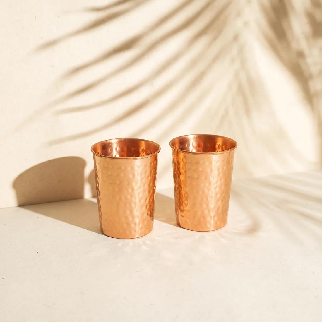Hammered Copper Cups — Set of 2